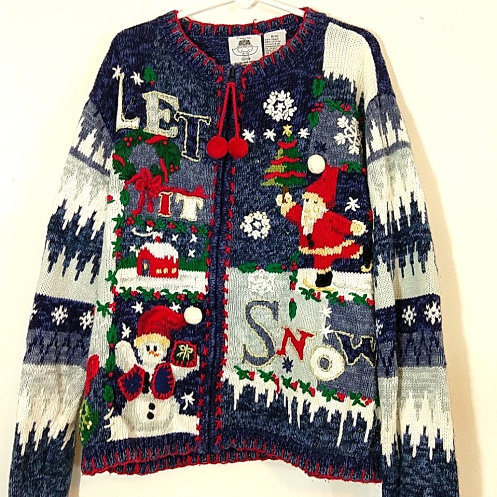 Tiara Girls Ugly Christmas Cardigan Sweater